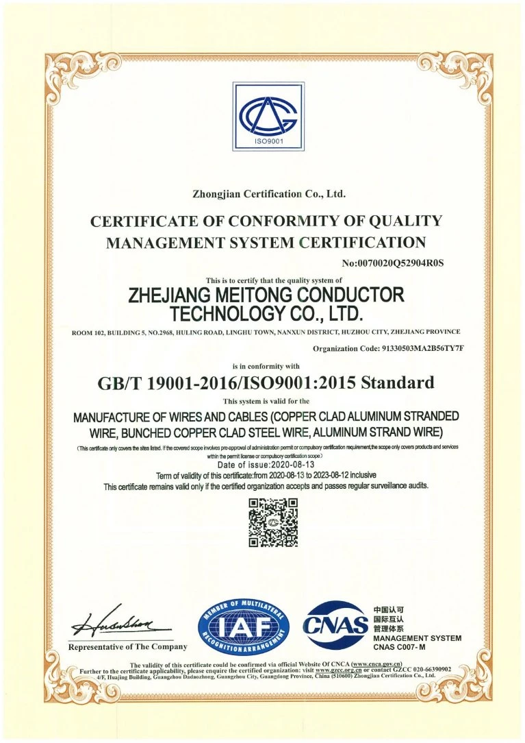 ISO Approved Copper Clad Aluminum Wire Manufacture
